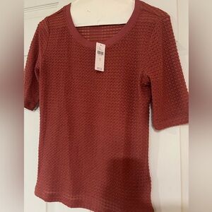 Pilcro Deep Red Textured Short Sleeve Tee